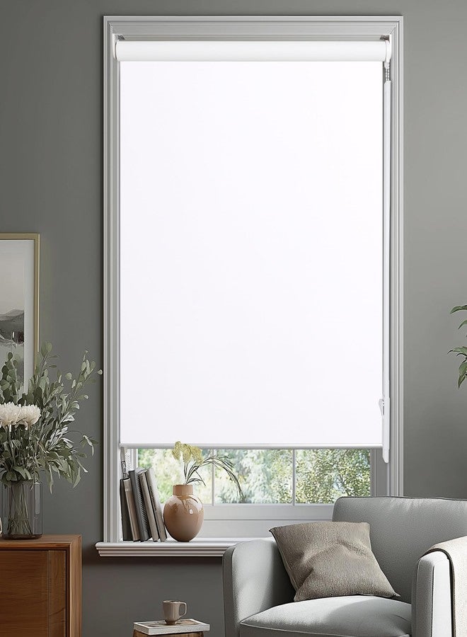 Allbright 100% Blackout Cordless Roller Shades for Windows, Thermal Insulated UV Protection, Window Roller Blinds for Home, Office, Bedroom, Door, 15" W x 64" H, White - Image 1